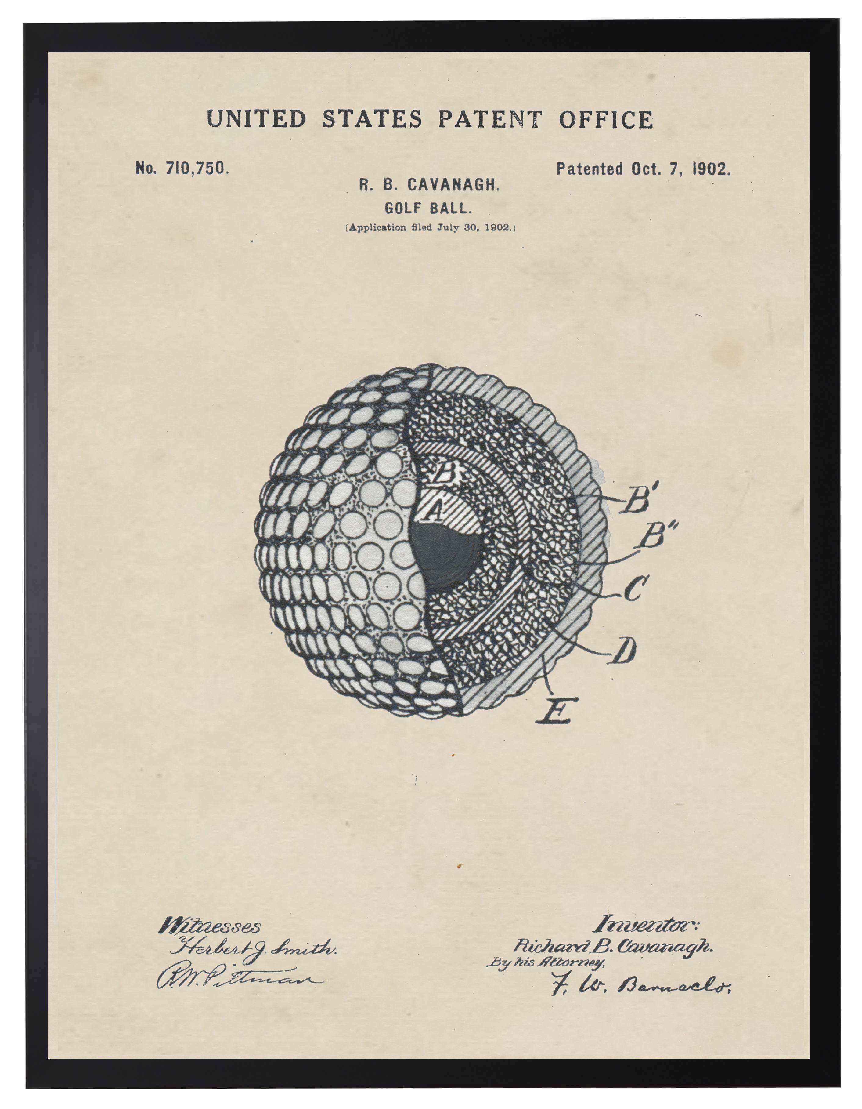 Framed Golf Ball Patent Prints – Timeless Patents