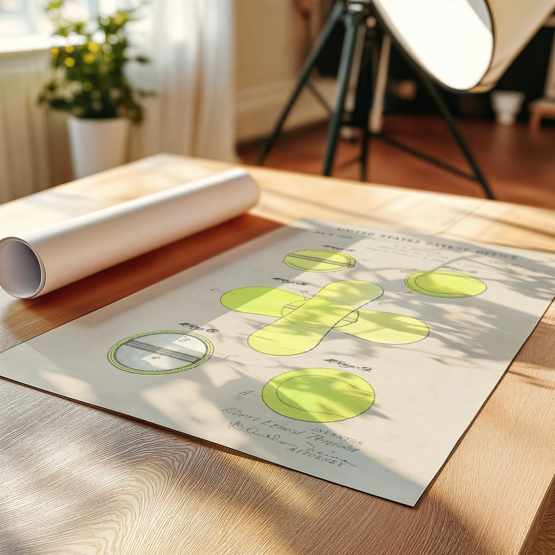 a roll of paper sitting on top of a wooden table