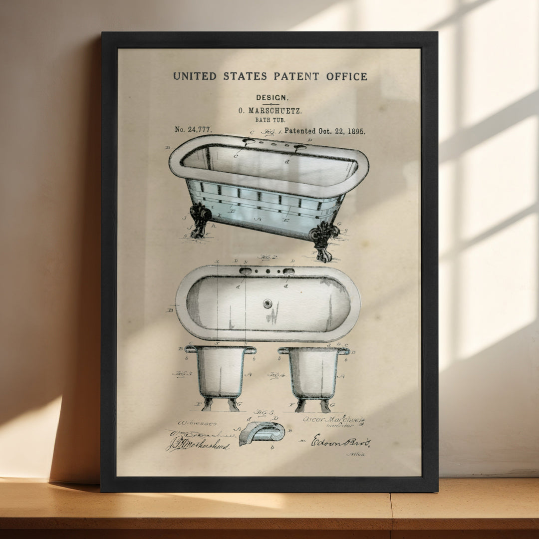 a drawing of a bathtub and a sink on a shelf