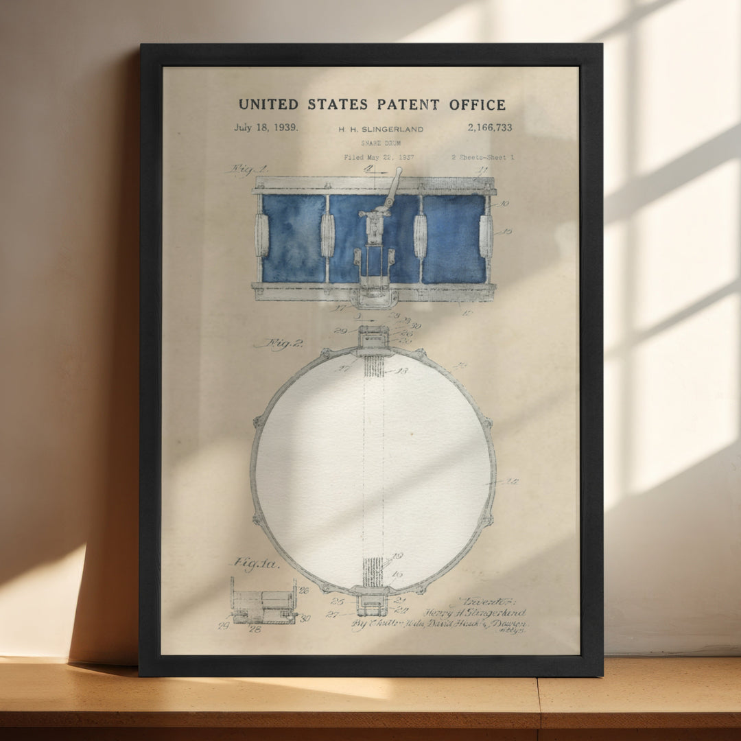 a framed blueprint of a toilet in a room