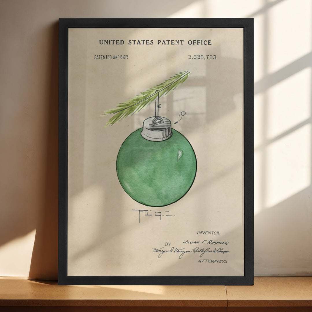 a picture of a green ornament hanging on a wall