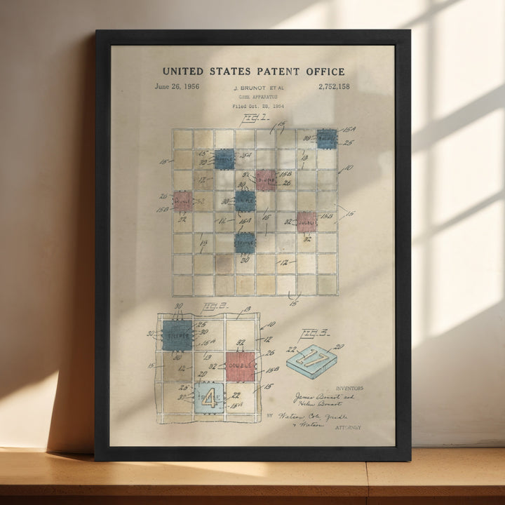 a framed map of the united states'patent office