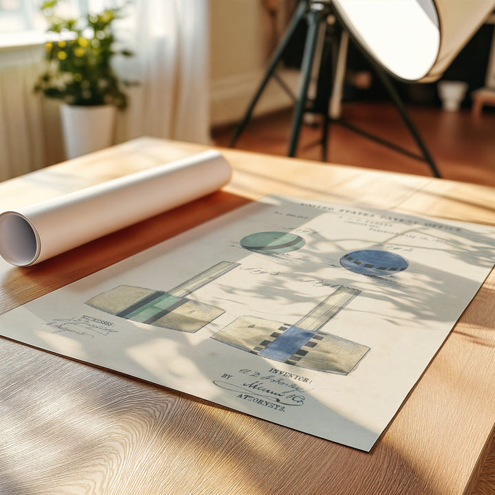 a roll of paper sitting on top of a wooden table