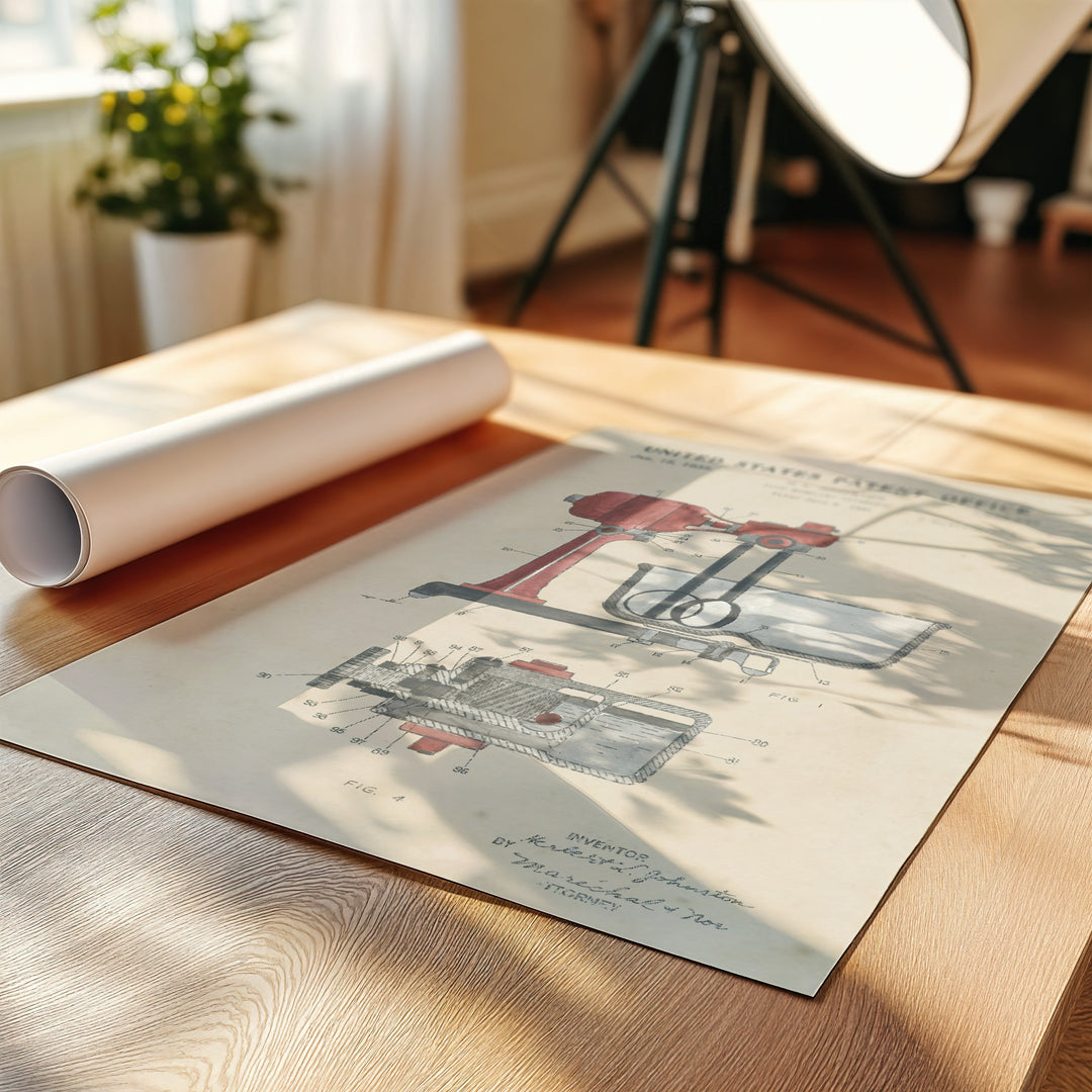 a roll of paper sitting on top of a wooden table