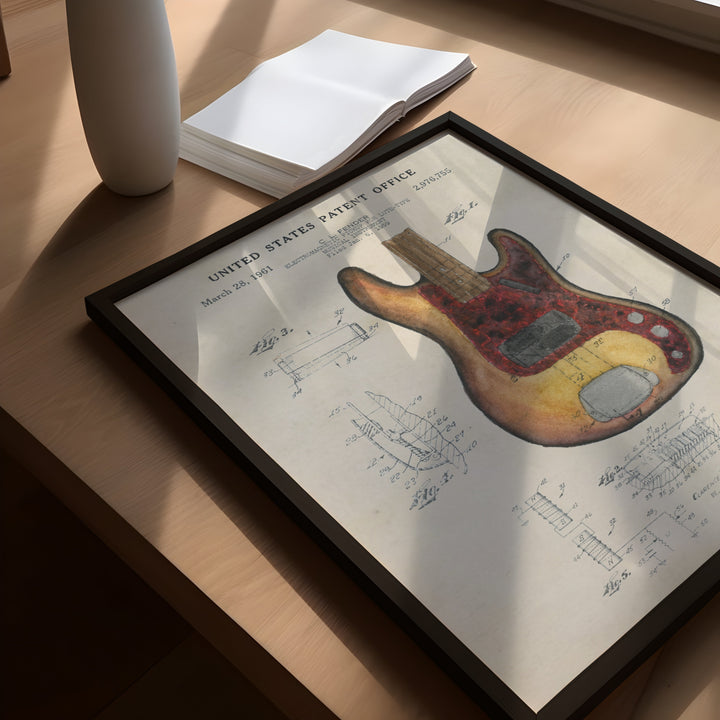 a picture of a guitar on a table