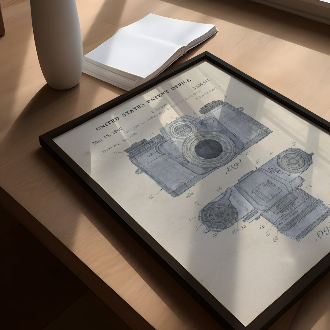 a picture of a camera on a table