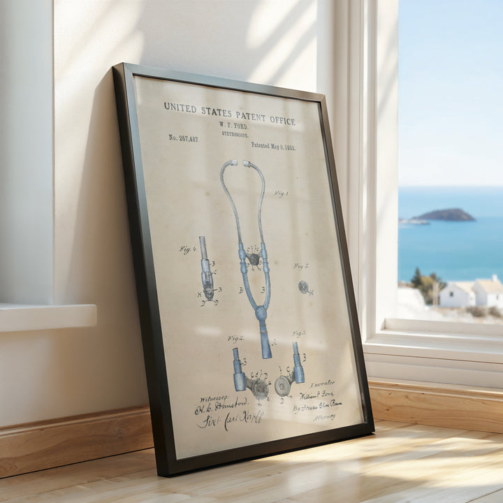 a picture of a stethoscope on a window sill