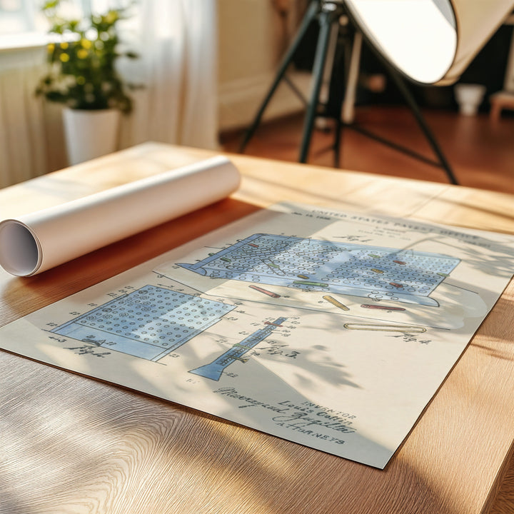 a roll of paper sitting on top of a wooden table