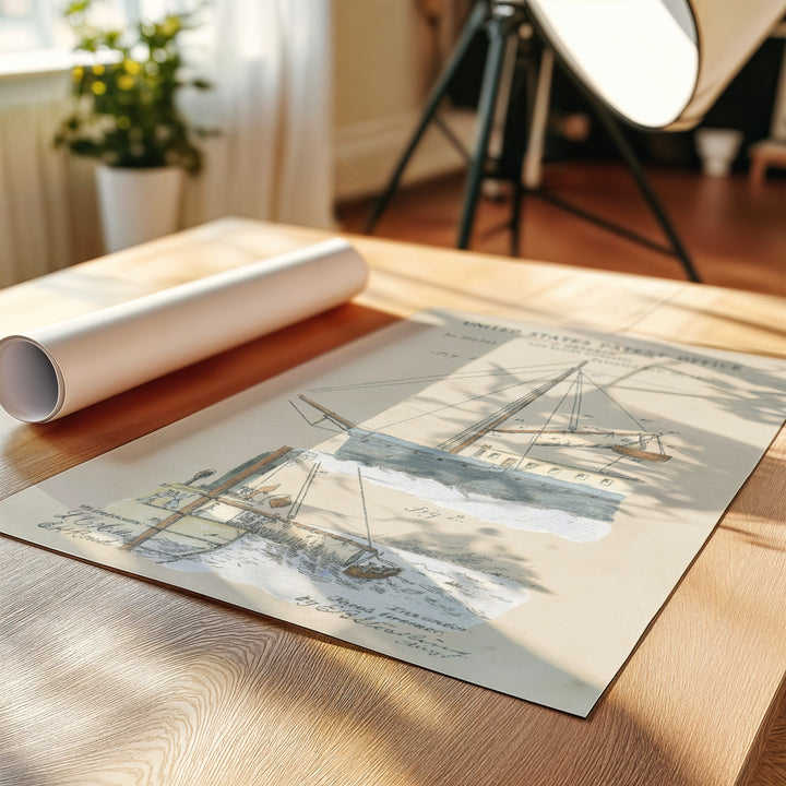 a picture of a sailboat on a table