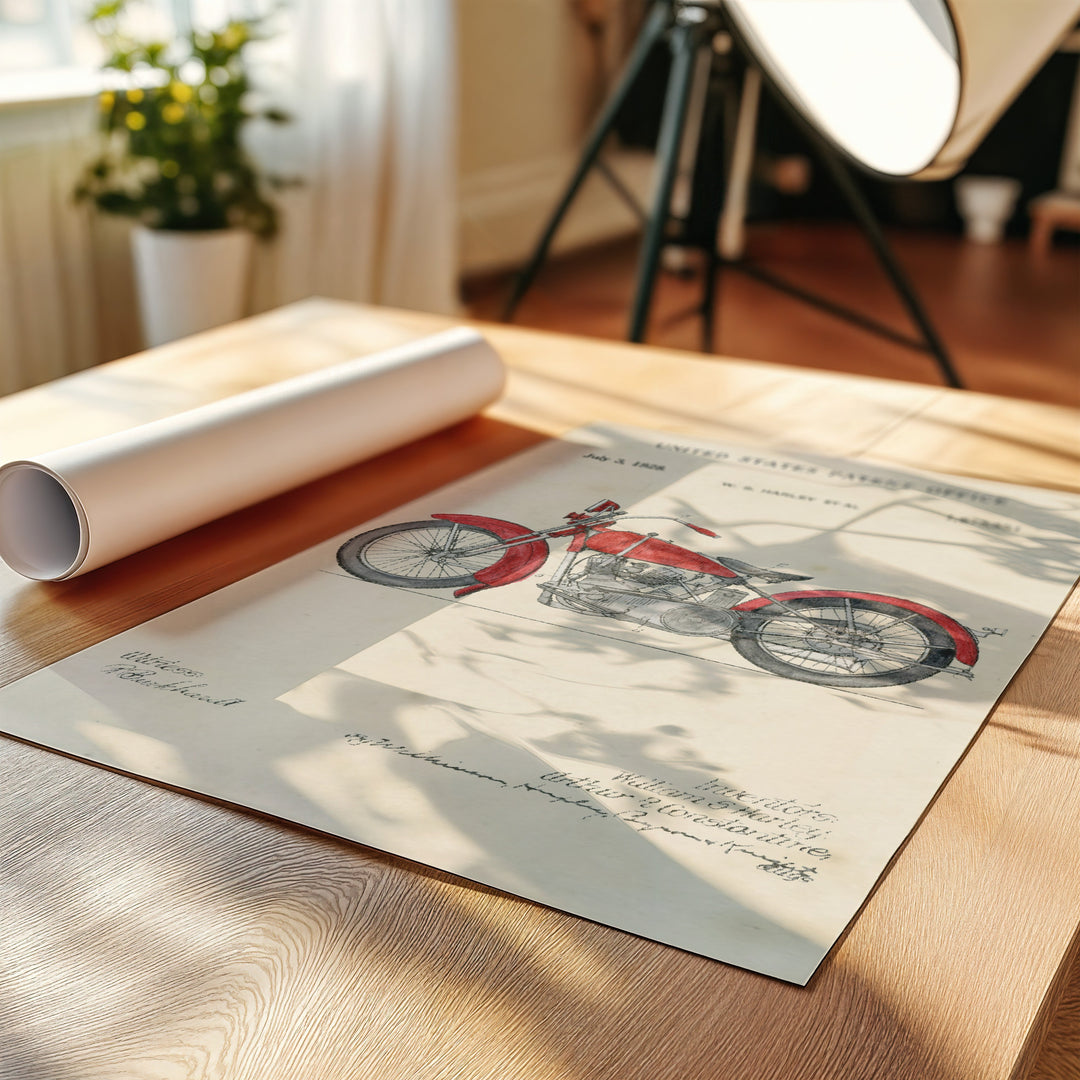 a picture of a motorcycle on a table