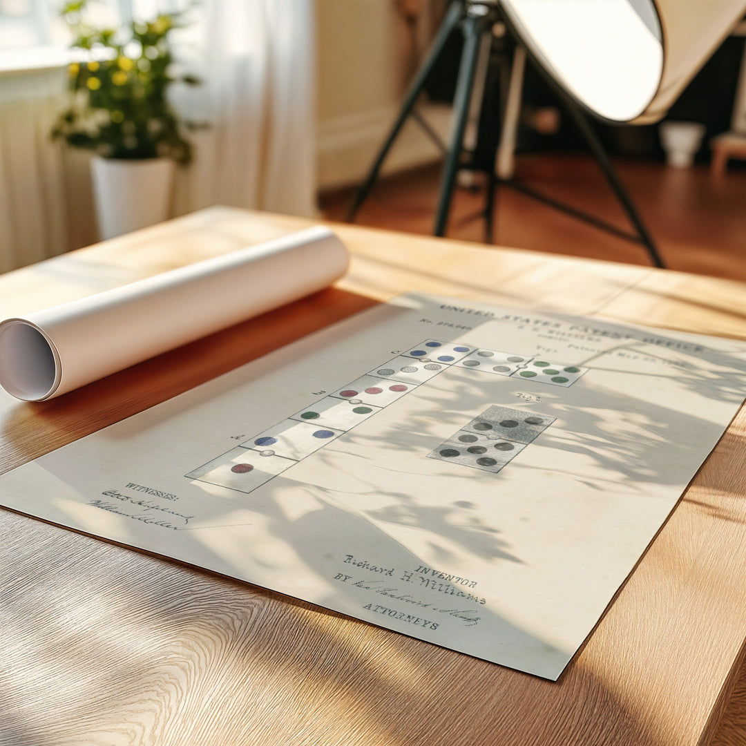 a roll of paper sitting on top of a wooden table