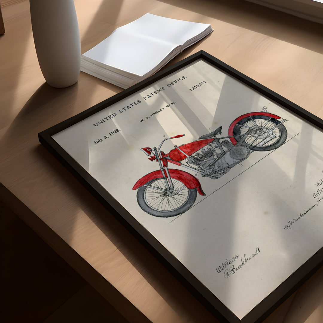 a picture of a motorcycle on a table