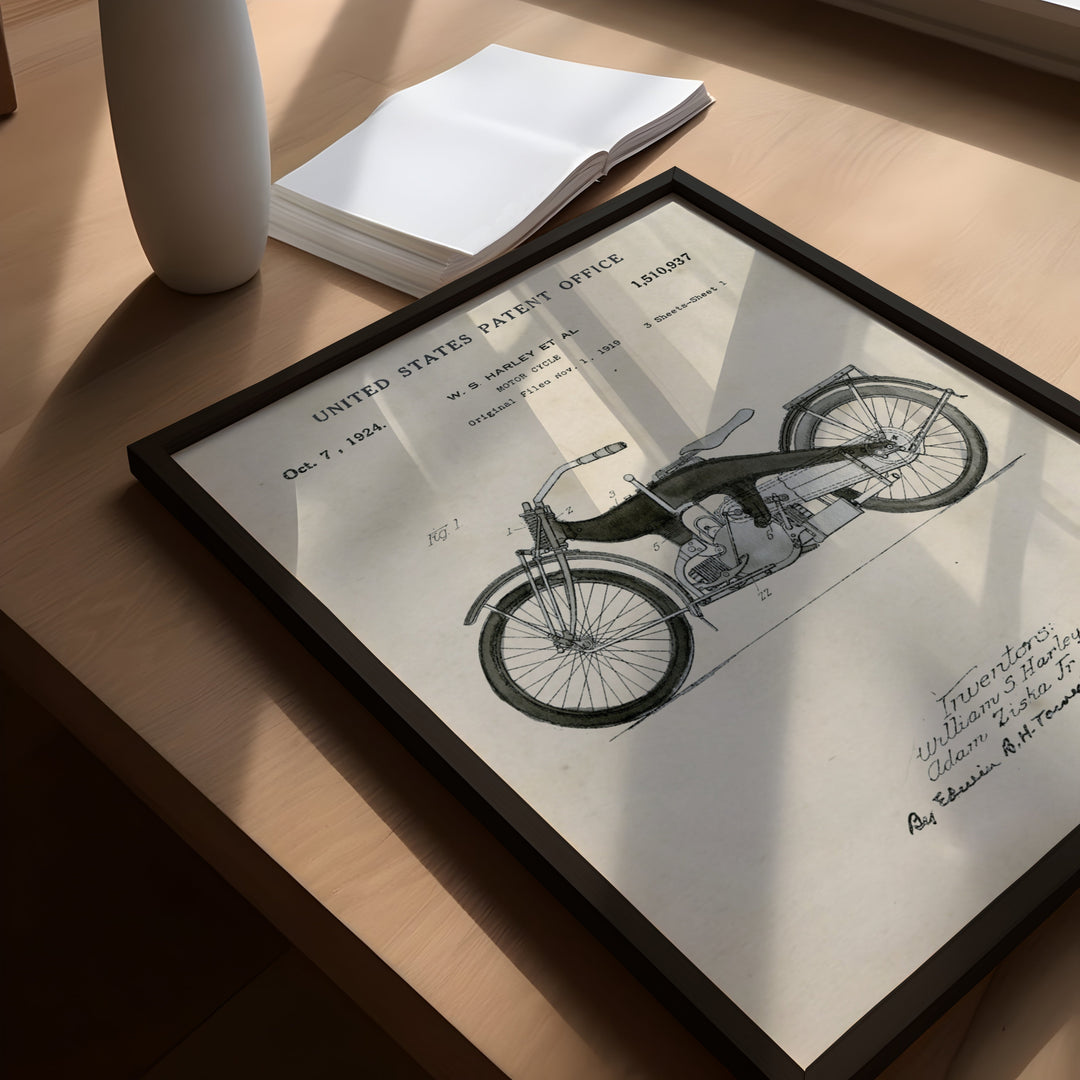 a picture of a motorcycle on a table