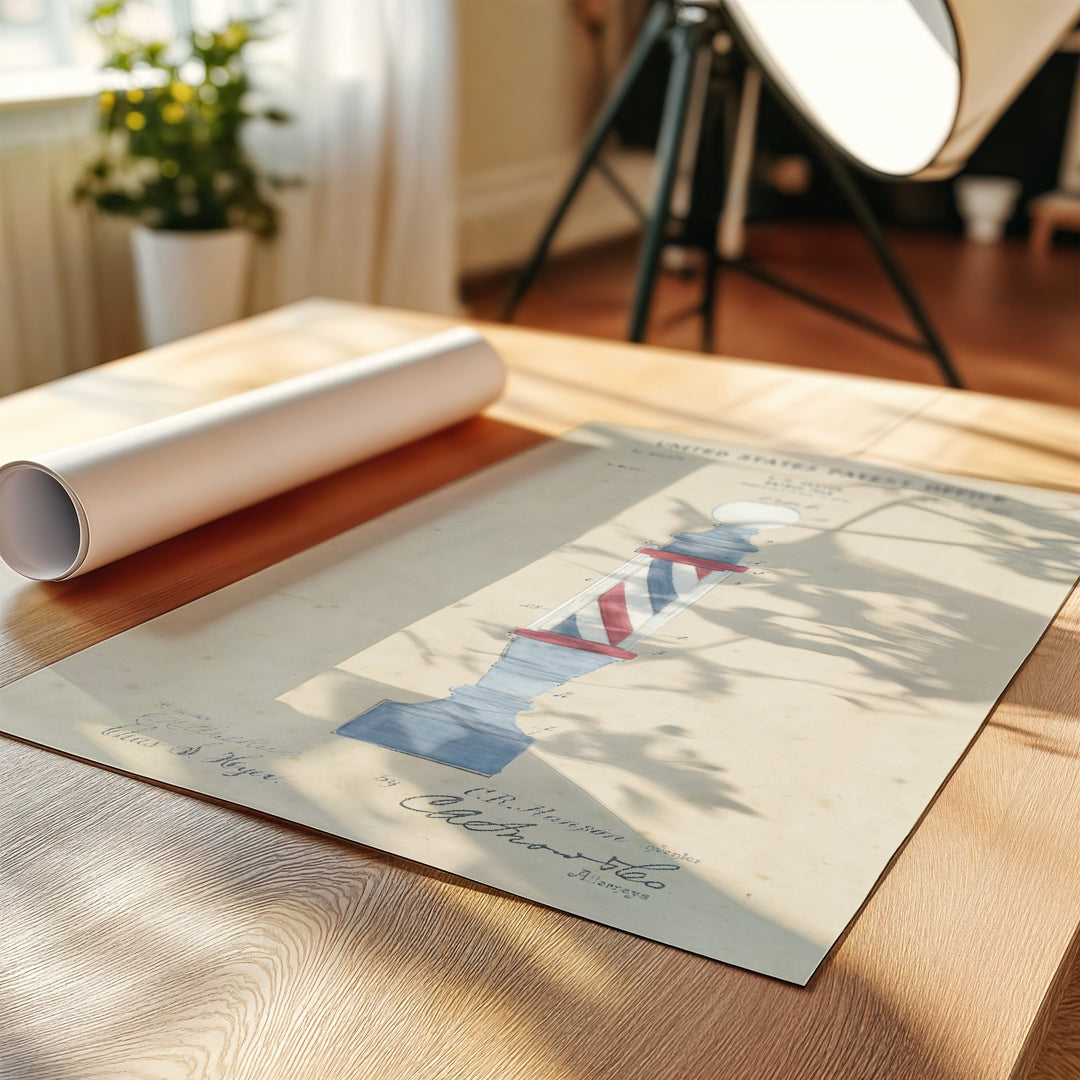 a roll of paper sitting on top of a wooden table