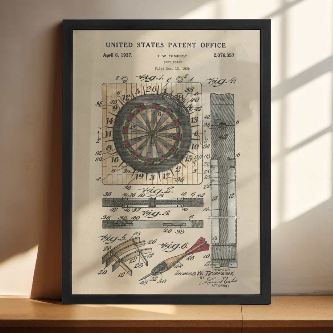 a framed poster of a dart and darts