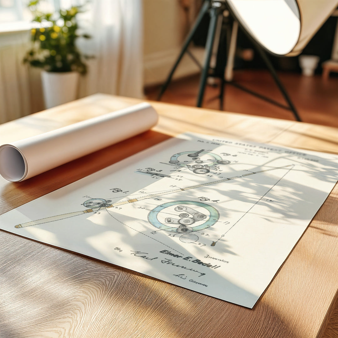 a roll of paper sitting on top of a wooden table