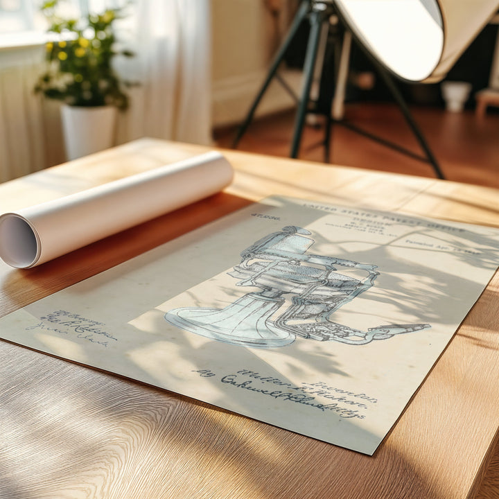 a roll of paper sitting on top of a wooden table