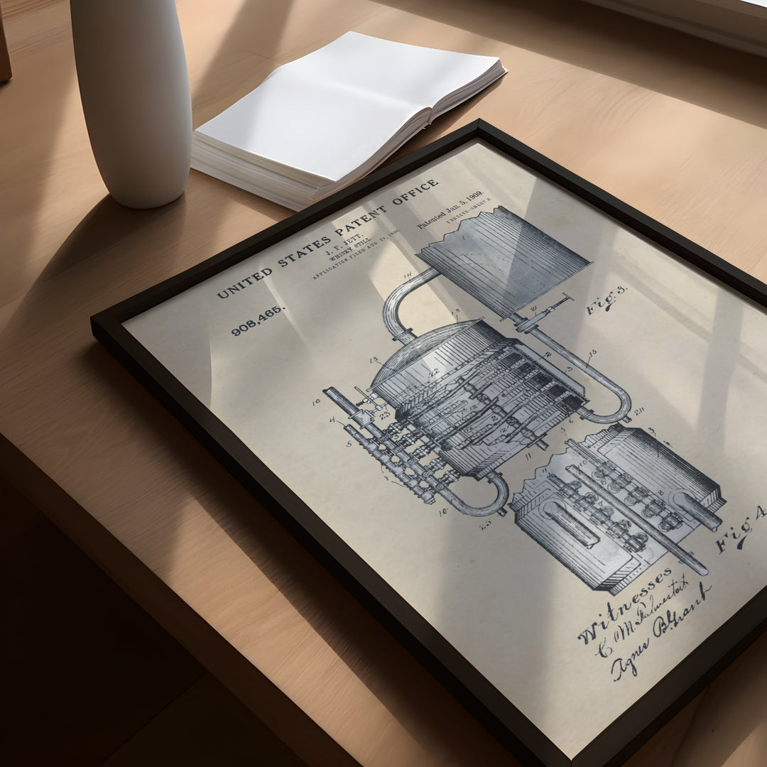 a drawing of a machine on a table