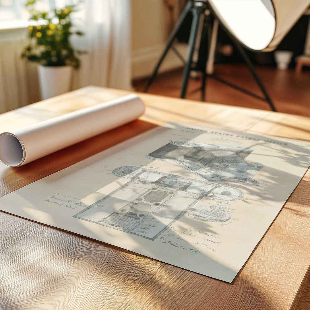 a roll of paper sitting on top of a wooden table