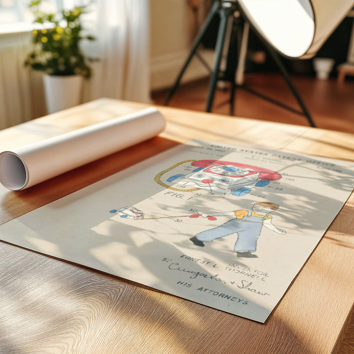 a roll of white paper sitting on top of a wooden table