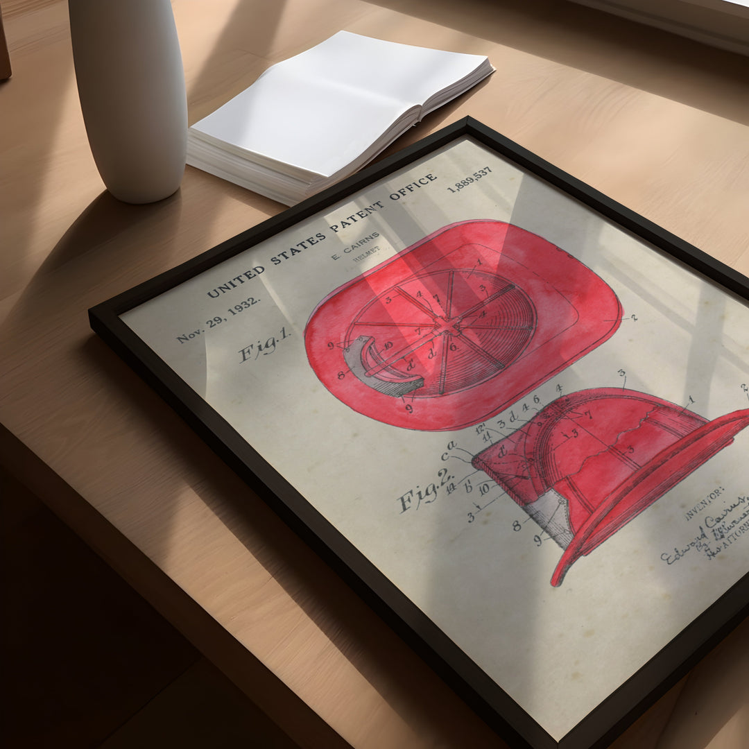 a picture of a red hat on a table