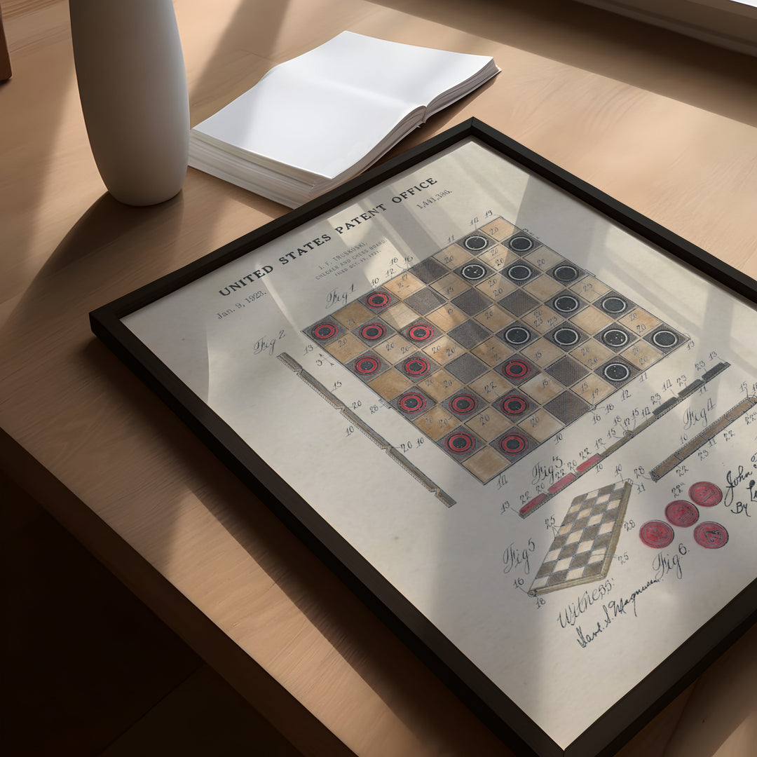 a picture of a chess board on a table