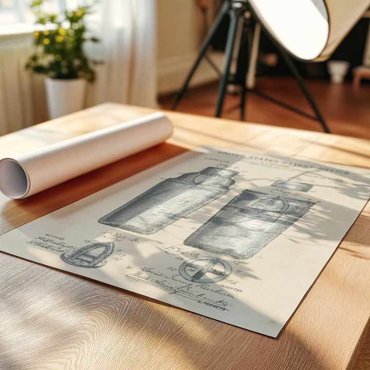 a roll of paper sitting on top of a wooden table