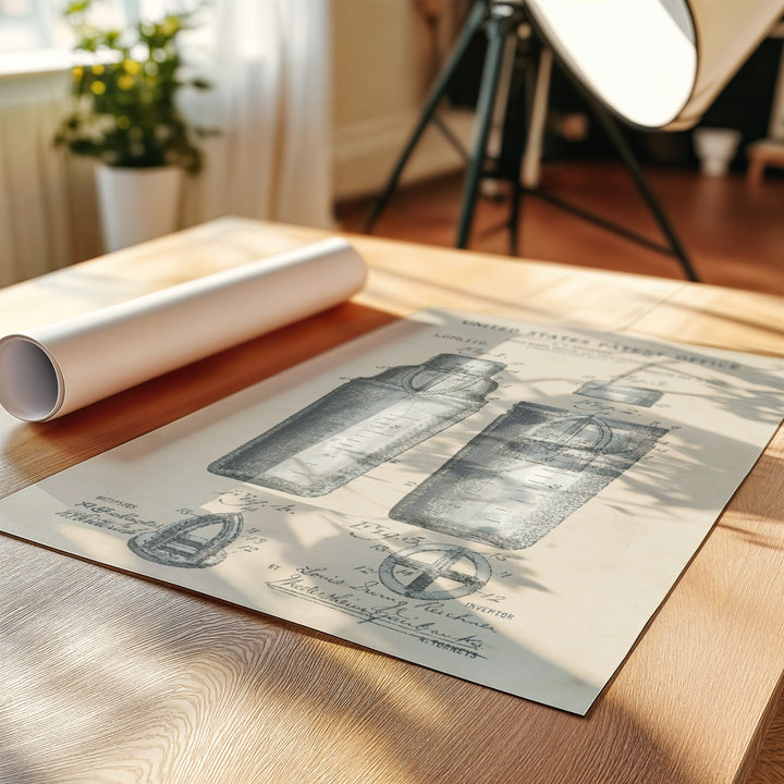 a roll of paper sitting on top of a wooden table