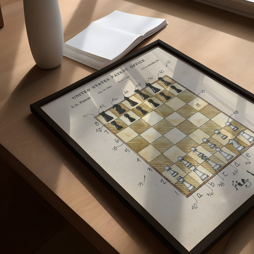 a picture of a chess board on a table