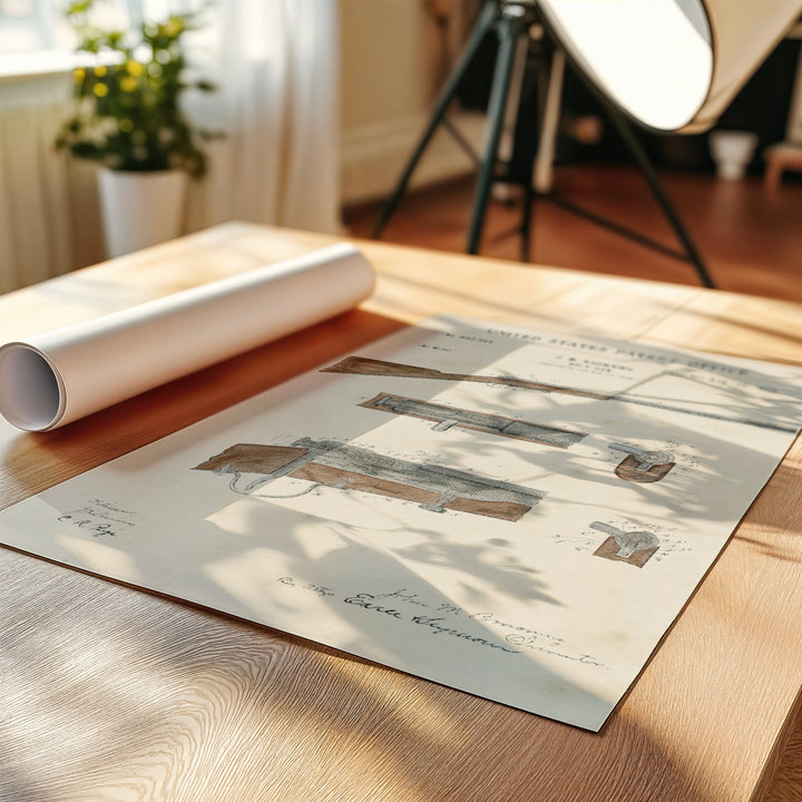 a roll of paper sitting on top of a wooden table