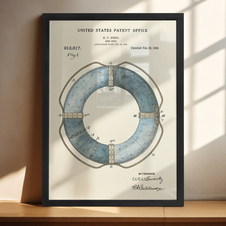 a framed blueprint of the united states patient office