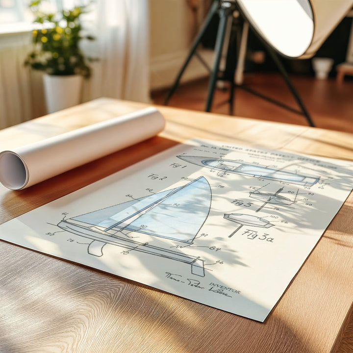 a drawing of a sailboat on a table