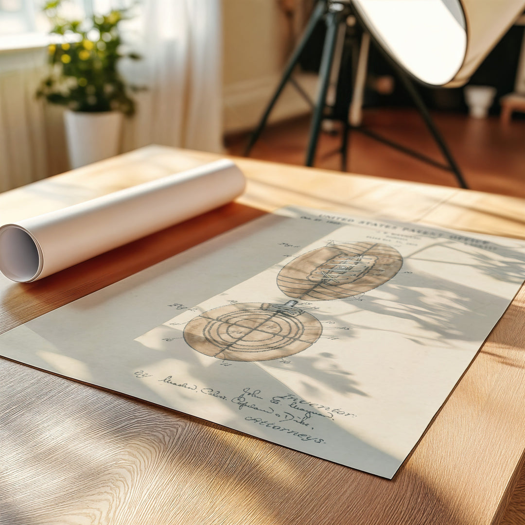 a roll of paper sitting on top of a wooden table