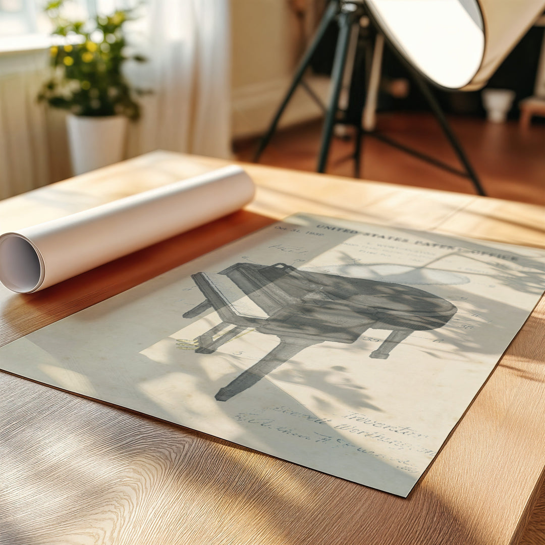 a picture of a table with a chair on it