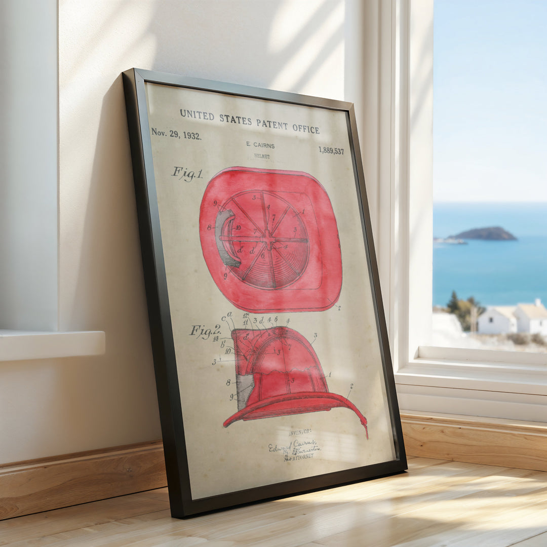 a picture of a red hat on a window sill