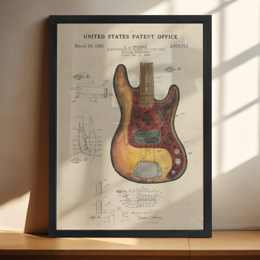 a picture of a guitar with a drawing on it