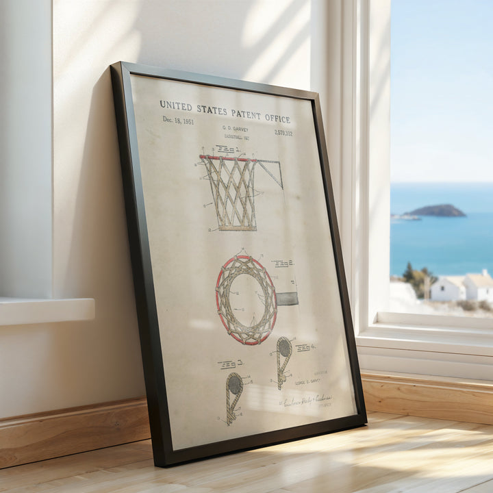 a picture of a basketball goal on a window sill