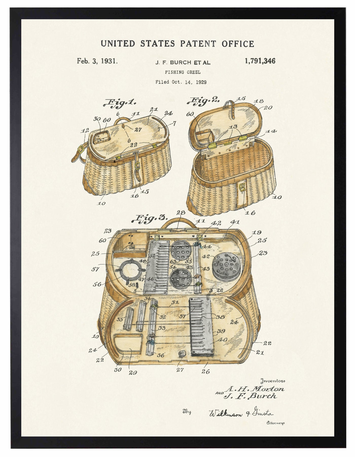 Framed Fishing Creel Patent Prints – Timeless Patents