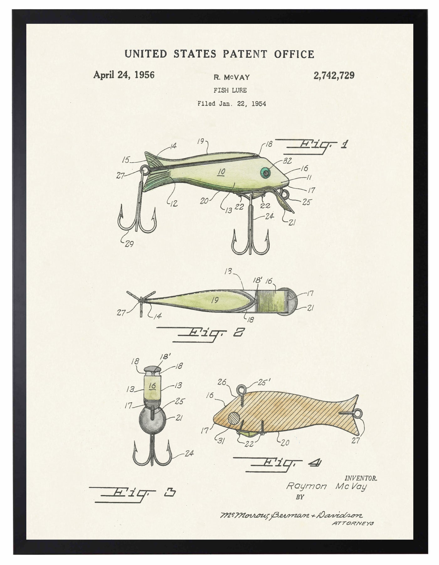 Vintage Fishing Lure Patent Drawing from 1964 #5 Drawing by Aged Pixel -  Pixels